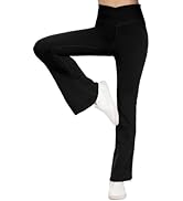 ALONG FIT DIY Length Flare Leggings for Women Crossover Bootcut Yoga Pants High Waisted Tummy Con...