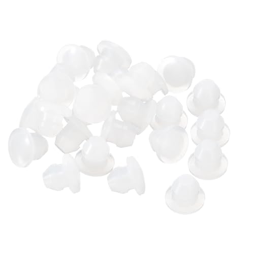 Image of uxcell 26 Pcs Silicone Plugs, Rubber Round Snap in Locking Hole Plugs for 4.5mm Hole, Hole Stoppers Waterproof Hole Plug for Metal Tube, Furniture End Caps Inserts, Clear