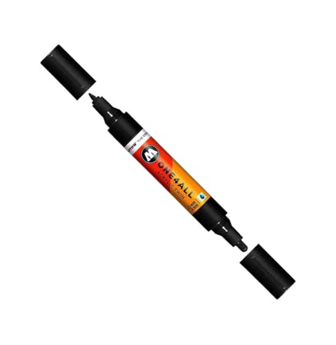 Molotow One4All, doppelseitiger Acryl-Marker, mit 1,5 mm und 4 mm dicker Spitze, Signal Black 180
