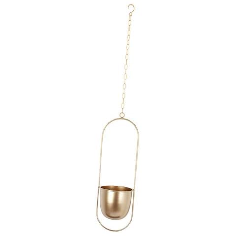 Tubayia Metal Hanging Flower Pot Hanging Basket Plant Holder Hanger Hanging Pots (Golden Oval) Cover