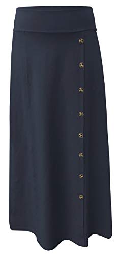 Baby'O Women's Stretch Cotton Knit Faux Button Front Maxi A-Line Skirt2
