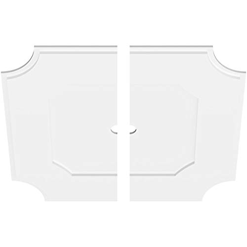 Image of Ekena Millwork CMP34LE2-02000 Locke Architectural Grade PVC Contemporary, Two Piece Urethane Ceiling Medallions 34 inchOD x 2 inchID x 20 1 /4 inchC x 1 inchP