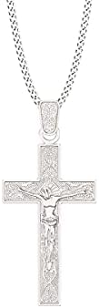 Aeon Jewellery Crucifix Cross Necklace - 925 Sterling Silver | Adjustable 16 - 18 Inch Chain | Plain Crucifix | Polishing Cloth Included | Gifts for Religious, Christian, Holy Christening or Communion
