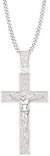 Aeon Jewellery Crucifix Cross Necklace - 925 Sterling Silver | Adjustable 16 - 18 Inch Chain | Plain Crucifix | Polishing Cloth Included | Gifts for Religious, Christian, Holy Christening or Communion