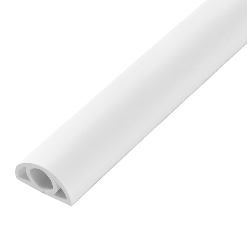 Canaleta para cables L 10 m / 32 pies × A 4 cm / 1,6 pulgadas blanca de PVC, protector de cables para piso, cortable y fácil de instalar, ideal para TV, hogar, computadora y edificios residenciales, con adhesivo miniatura 1