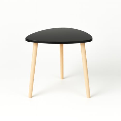 Miniatura 3 de Inde Moblekit Mesa Auxiliar Madera Negra 38,5 Cm Con 3 Patas, Mesita Auxiliar Salón Dormitorio, Mesa De Noche Estilo Nórdico Para Sofá, Cama O Rincón, Mesas Auxiliares Para Hogar Moderno