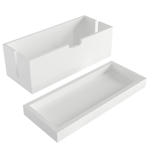 Kabelbox & Aufbewahrungsbox mit Deckel aus weißem Bambus Holz, Kabelmanagement Organizer Box – verstaut Kabel & vermeidet Kabelsalat (plastikfrei & robust mit praktischer Ablagefläche) KD Essentials