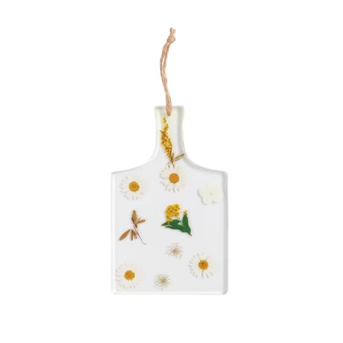 Tabla decorativa Mud Pie de resina blanca con flores, forma cuadrada, 20.32 x 12.7 cm miniatura 1