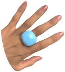 Uarein 2Pcs Multicolor Resin Chunky Rings.Transparent Acrylic Rings Exaggerated Knuckle Finger Rings Charm Geometric Jewelry Gifts for Women Teen Girls (Blue&Transparent)