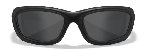 Wiley X Gravity Sunglasses, ANSI Z87 Safety Glasses for Men and Women, UV Eye Protection for Shooting, Fishing, Biking, and Extreme Sports, Matte Black Frames, Smoke Grey Tinted Lenses, Rx Rim2