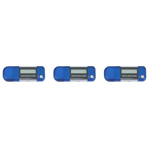 Giwnhvx 3X Reproductor de MP3 Reproductor de Música de Disco En U de 4 GB Compatible con Batería AAA Reemplazable, Grabación (Azul)
