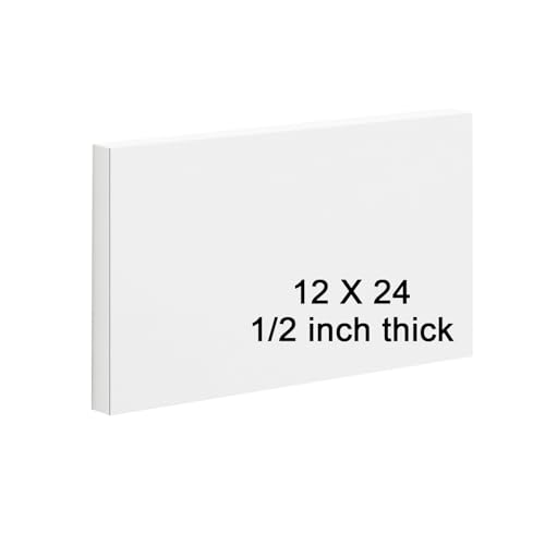 Image of HDPE Sheet 1 /2-12 inch x 24 inch High Density Polyethylene Sheets with Protective Film 1 /2 Thick HDPE Plastic Sheet Board Solid Plastic Block for Flat Panel DIY Projects Machining Home (White)