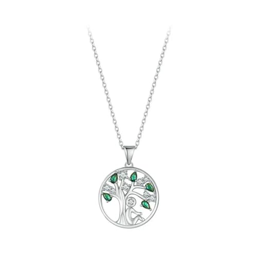 Collar para mujer, chapado en oro de 14 quilates con colgante de árbol de la suerte, joyería para novia