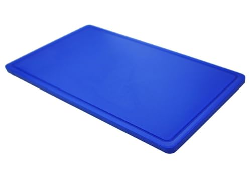 METRO Professional Schneidebrett | 53 x 32,5 x 2 cm | feuchtigkeitsabweisend | hochdichtes Polyethylen | spülmaschinengeeignet | HACCP | Schneidplatte | Saftrille | für gewerblichen Einsatz (Blau)