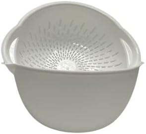 Mintra Home Mixing Bowl with Colander/Strainer 2 Piece Large 4.5L, White
