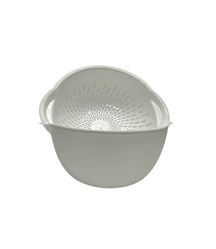 Mintra Home Mixing Bowl with Colander/Strainer 2 Piece (Large 4.5L, White)