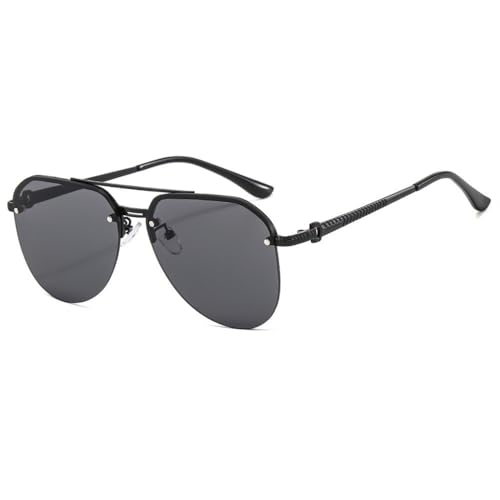 Lunettes de soleil demi-monture homme métal rétro pour terrasse et conduite
