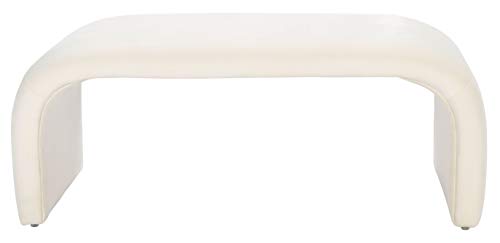 SAFAVIEH Home Collection – Tenko Cream Curved Upholstered Accent Bench, Modern Minimalist Seating for Bedroom, Entryway or Living Room (BCH1300A)