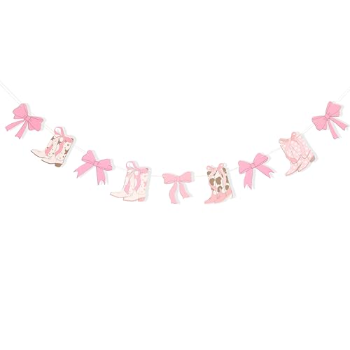 Image of Coquette Bow Cowgirl Boots Banner,Western Cowgirl Boot Decor | Cowgirl Coquette Western Cowgirl Boot