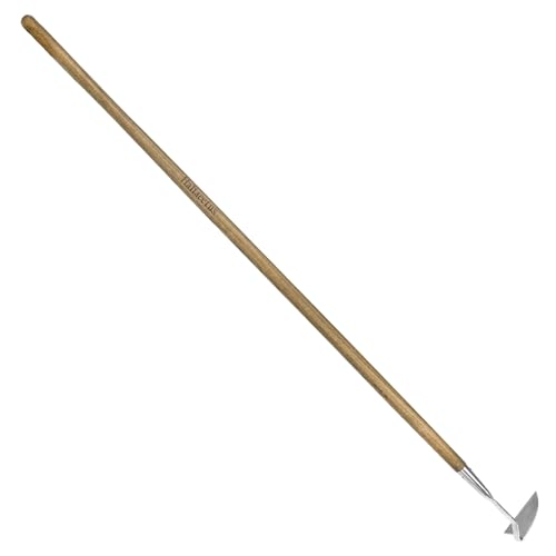Haliaeetus Sickle Hoe 58 Long Handle Japanese Hand Hoe for Standing to Remove Weed Stainless Steel Scraper Hoe Bent Angle Weeding Sickle for Fastly Scraping Out Weed on Flower Bed Between Plants