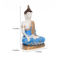 Image of eCraftIndia Meditating Lord Buddha Statue (17.78 cm x 12.7 cm x 27.94 cm, Blue)