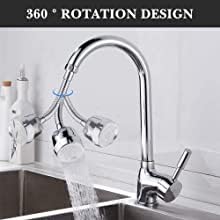 360 Degree Rotating Kitchen Faucet Extender Stainless Steel Tap Aerator Anti Splash Water Saving Nozzle 2 Mode Movable Sink Spray Head Universal Fit for Home Basin Bathroom Washing Cleaning 1
