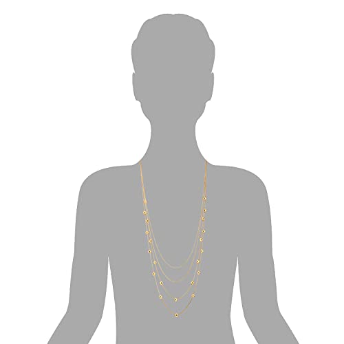 COOLSTEELANDBEYOND Statement Necklace Waterfall Multi-Strand Layered Long Chains with Ball Charm Pendant2