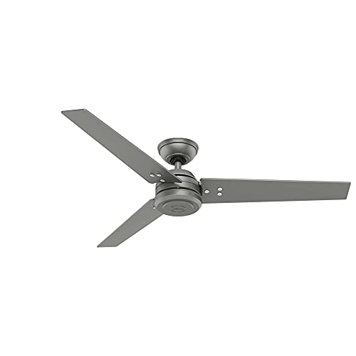 Hunter Fan, Ventilador de Techo con Control de pared para Interiores y Exteriores, Protos, 3 Aspas Reversibles, Color Mate Plateado, 132 cm, Ideal para Verano e Invierno, Modelo 50622 Cover