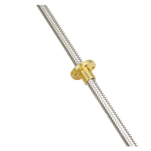 Metal Ball Screw nut Trapezoidal Rod T8 Lead Screw OD 8mm Lead 8mm 100mm-500mm with Brass Copper Nuts(250mm)