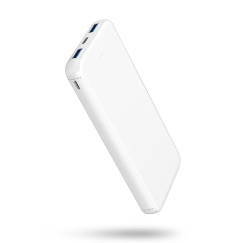 VANYUST 10000mAh Portable Charger, 5V/3A Power Bank with USB-C in/Out Fast Charging, External Battery Pack Compatible with iPhone 16/15/14/13/12, Samsung S22/S21, Google, iPad, etc. (White)