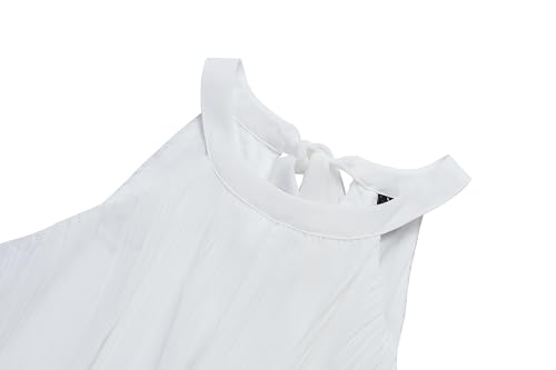 ZESICA Women's 2025 Summer Sleeveless Halter Neck Ruffle Tiered Layed Chiffon Flowy Swing Long Midi Dress,White,Small - Image 7