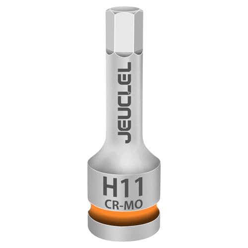 JEUCLEL 11mm Hex Impact Bit Socket H11 1/2 Drive Allen Socket Cr-Mo
