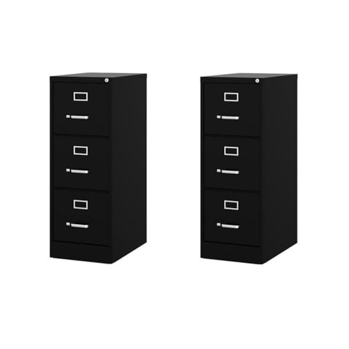 Home Square Set of 2 3 Drawer - Letter Width - Vertical File Cabinet - Black