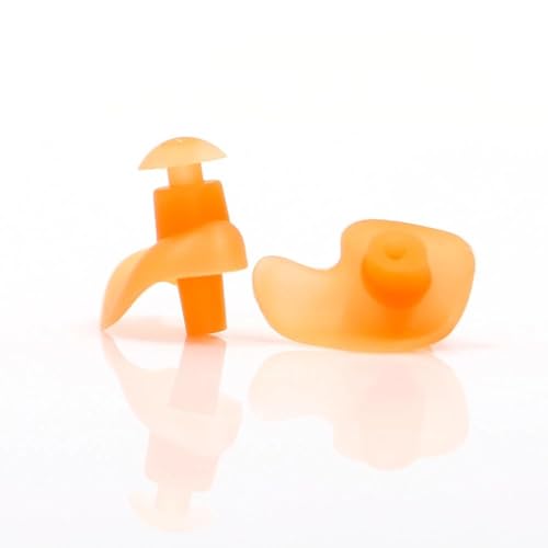 Image of James HealthPlus 1 Pair Waterproof Soft Silicone Earplugs for Swimming Water Sports with Storage Box (Orange)