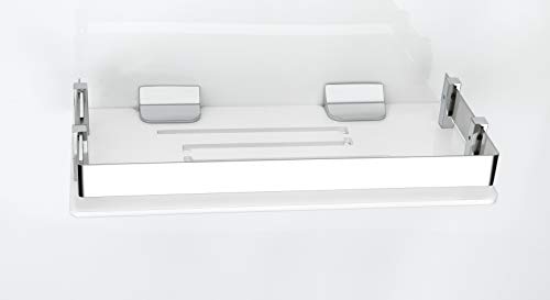 Image of Wall Shelf for Bathroom Storage /Acrylic Washroom Shelf Organizer with Stainless Steel Railings /Bathroom Accessories (White, 12x6 inches)