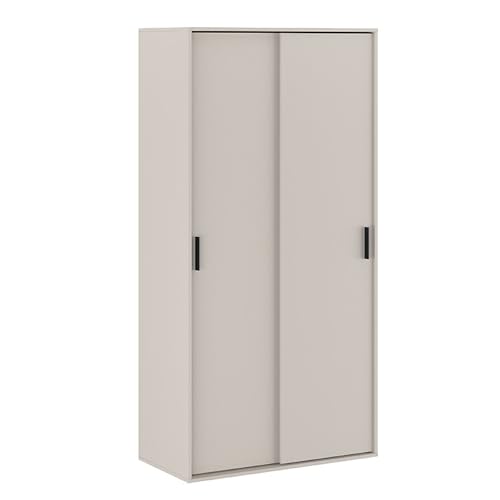 Duérmete Online - Armario de Dos Puertas Correderas con Altillo Modelo Alella para Dormitorios de Matrimonio e Infantiles, Color Beige, Medidas: 100 cm Ancho x 200 cm Alto x 50 cm Fondo