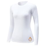 TERODACO Thermounterwäsche Damen Innenfleece UPF50+ Ski Unterwäsche Frauen Thermo Langarm Skiunterwäsche Damen Oberteile für Gym Sport Wandern,Schnelltrocknen Weich Warm 22534 Weiß XS