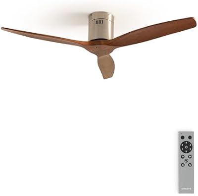 CREATE / WINDCALM/Ventilador de techo ABS níquel efecto aspas madera oscura y mando / 40W, Silencioso, Ø132 cm, 6 velocidades, 3 temperaturas de luz, temporizador, función verano-invierno