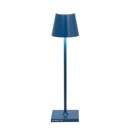 Preisvergleich Produktbild Zafferano, Poldina Micro Lampe, Kabellose, Wiederaufladbare Tischlampe mit Touch Control, Geeignet für Wohnzimmer und Außenbereich, Dimmer, 2200-3000 K, Höhe 27,5 cm, Farbe Capriblau