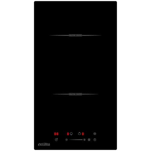 COVERCOOK Placa de inducción con 2 zonas de cocción, 30 cm, placa de inducción integrada, doble placa con función Boost, panel táctil, temporizador, seguridad infantil, 9 niveles de potencia, 3500 W