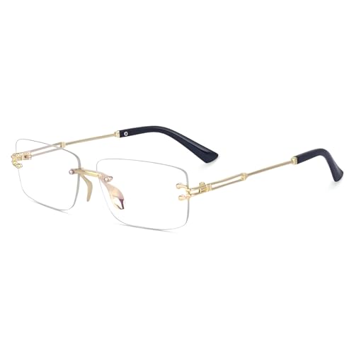 Image of Vintage Rimless Sunglasses Rectangle Frameless Glasses Women Men