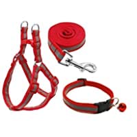 RvPaws 15 mm Reflective Nylon Puppy Collar Harness & Leash Set Adjustable for Small Dog & Puppy - Pack of (Collar + Harness + Leash) (Red Color) (B09W65H4KR) Amazon Price History, Amazon Price Tracker