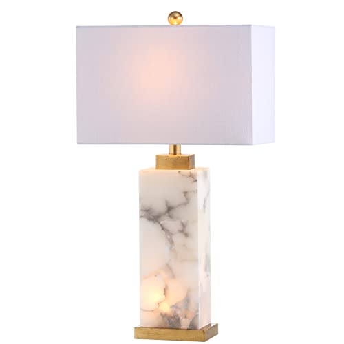 JONATHAN Y JYL6201A Elizabeth 27.5 Alabaster LED Lamp Coastal,Contemporary,Transitional for Bedroom, Living Room, Office, College Dorm, Coffee Table, Bookcase, White/Gold Leaf