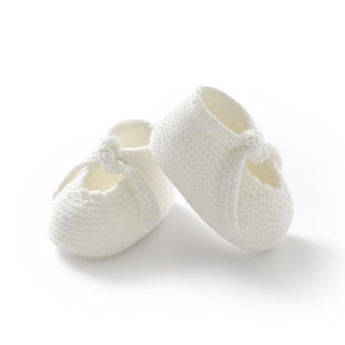 DovFanny Newborn Baby Booties Soft Knit First Walking Shoes Gift for Infant Boy Girl - Breathable Baby Shoes(White)