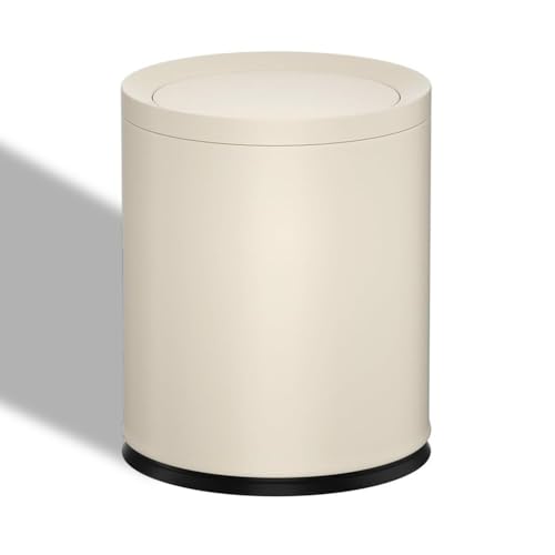 Image of 12L Metal Trash Can with Swing Lid, White