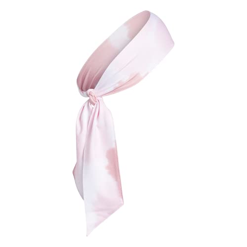 Image of adidas Alphaskin Tie Headband, Wonder Mauve - Clear Pink Color Wash /Trace Maroon Purple, One Size