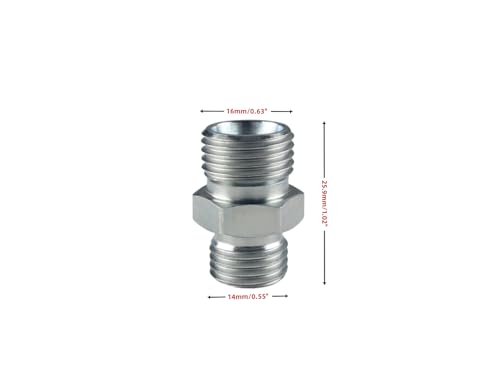 Image of DEWHEL 4PCS M14 To M16 Carbon Steel Hydraulic Hose Pipe Thread Connector Compatible with Mini Excavator AGT、FF Industries、VICSEC、Miva、Machpro、TPM