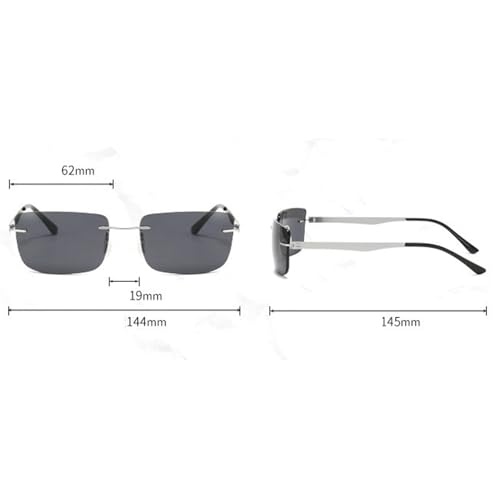 helena Trendy Rimless Sunglasses for Men Women Fashion Rectangle Sun Glasses Retro Shades Summer Traveling Eyewear UV4004