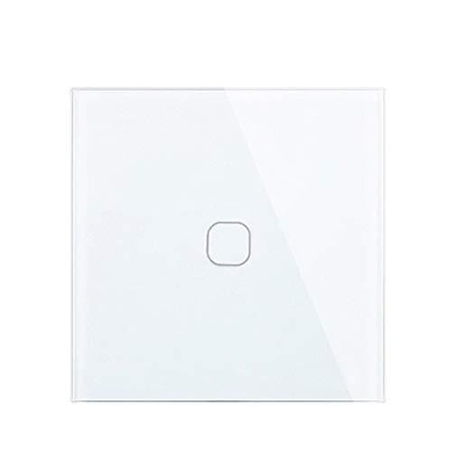 Interrupteurs d'éclairage intelligents tactiles 1 gang en verre blanc pour mur carré