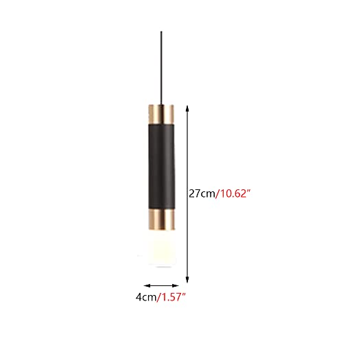 Suspension LED tube long en métal noir luminaire cylindrique 6W pour chevet et cuisine - 5